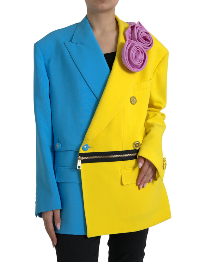 Multicolor Patchwork Blumenapplikationen Mantel Jacke