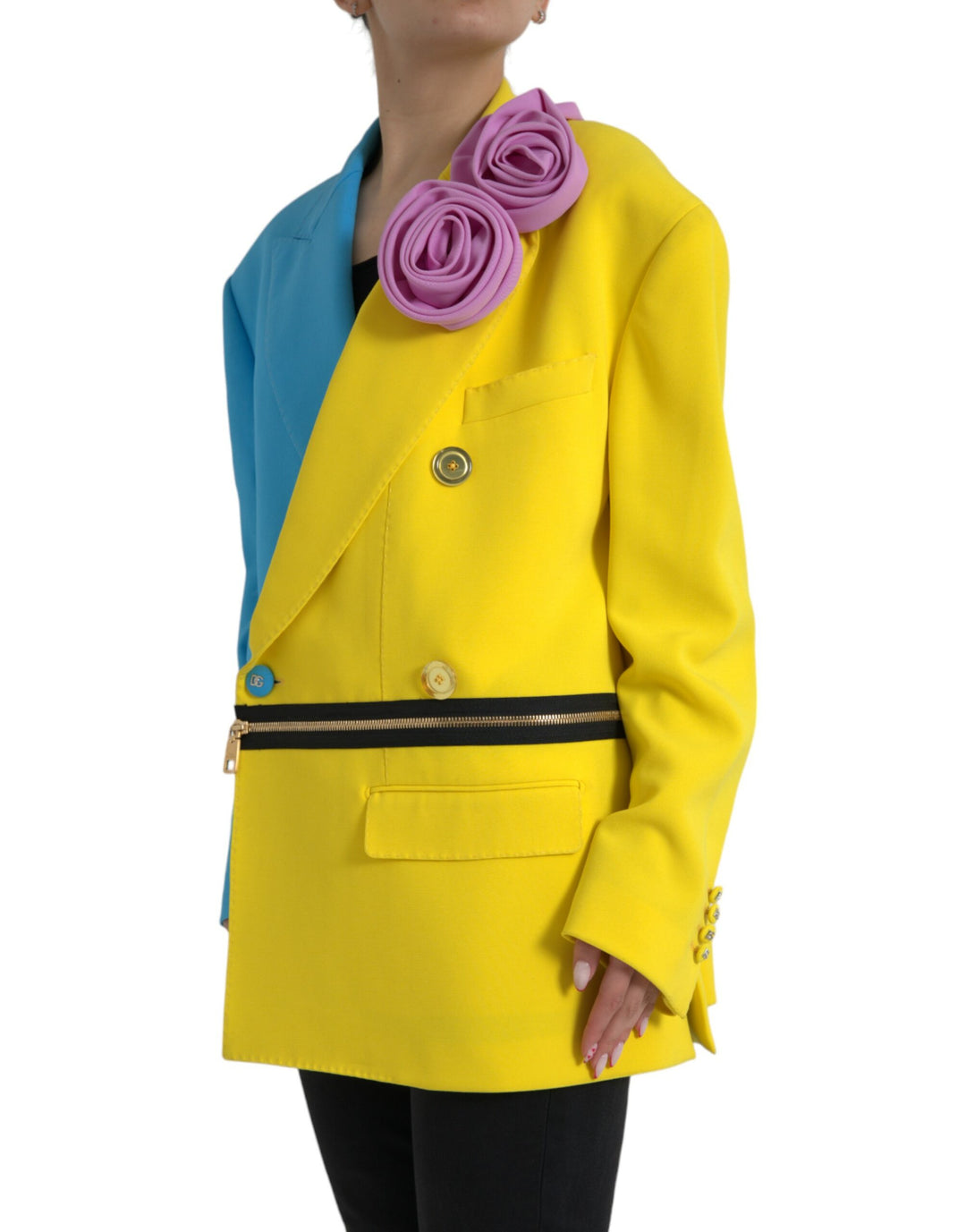 Multicolor Patchwork Blumenapplikationen Mantel Jacke