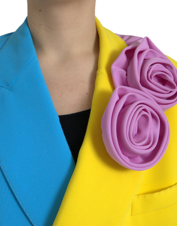 Multicolor Patchwork Blumenapplikationen Mantel Jacke
