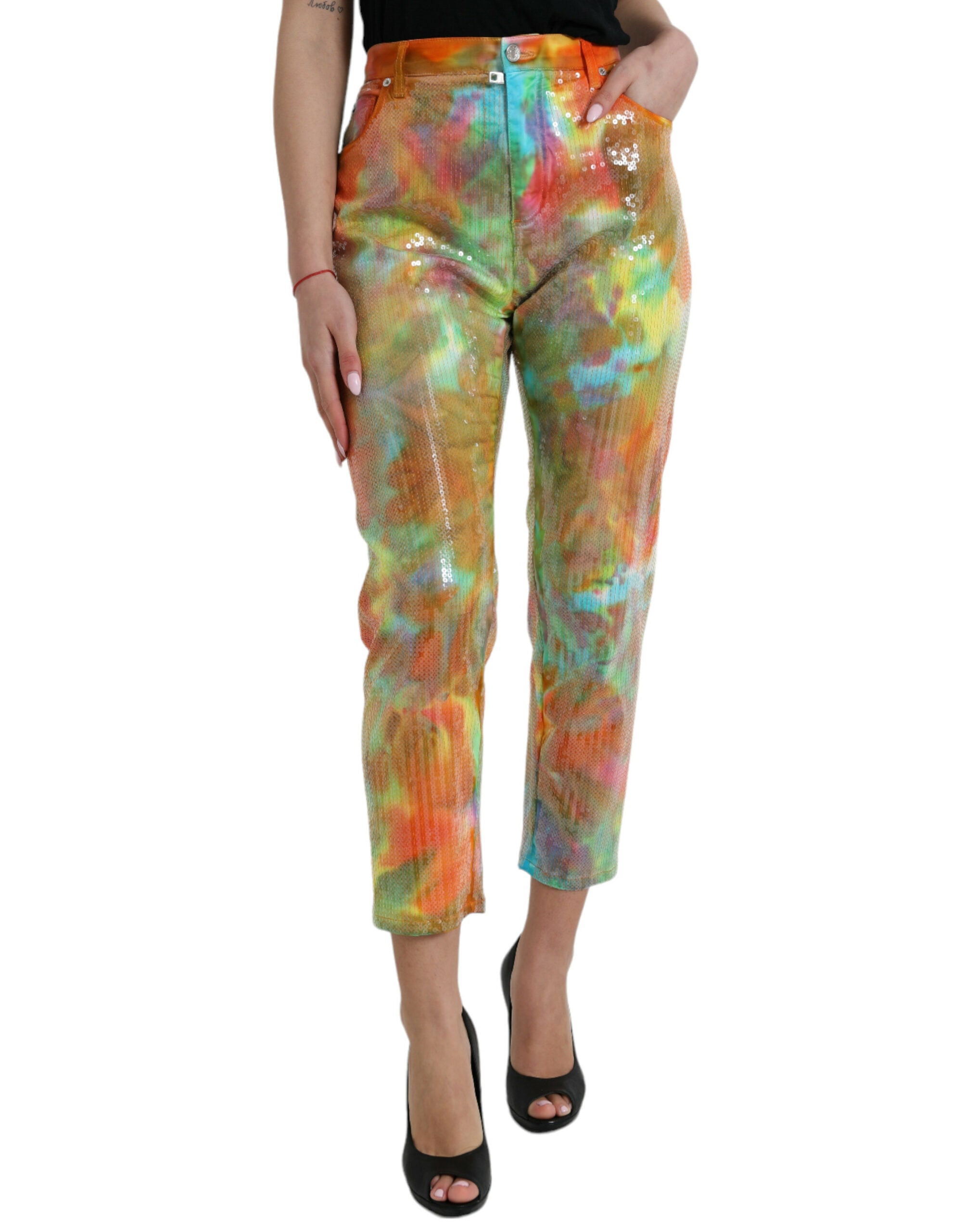Multicolor high-waisted trousers