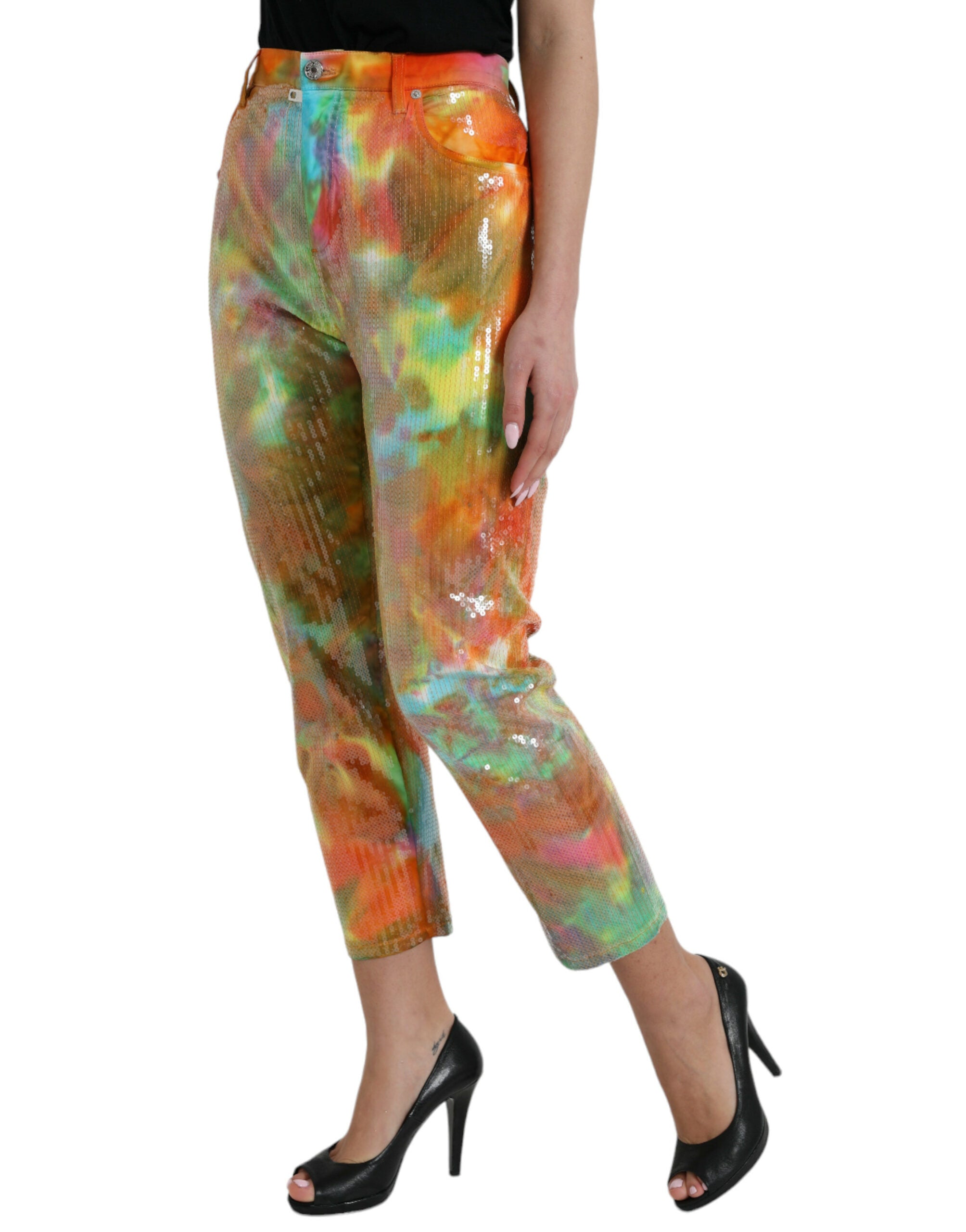 Multicolor high-waisted trousers