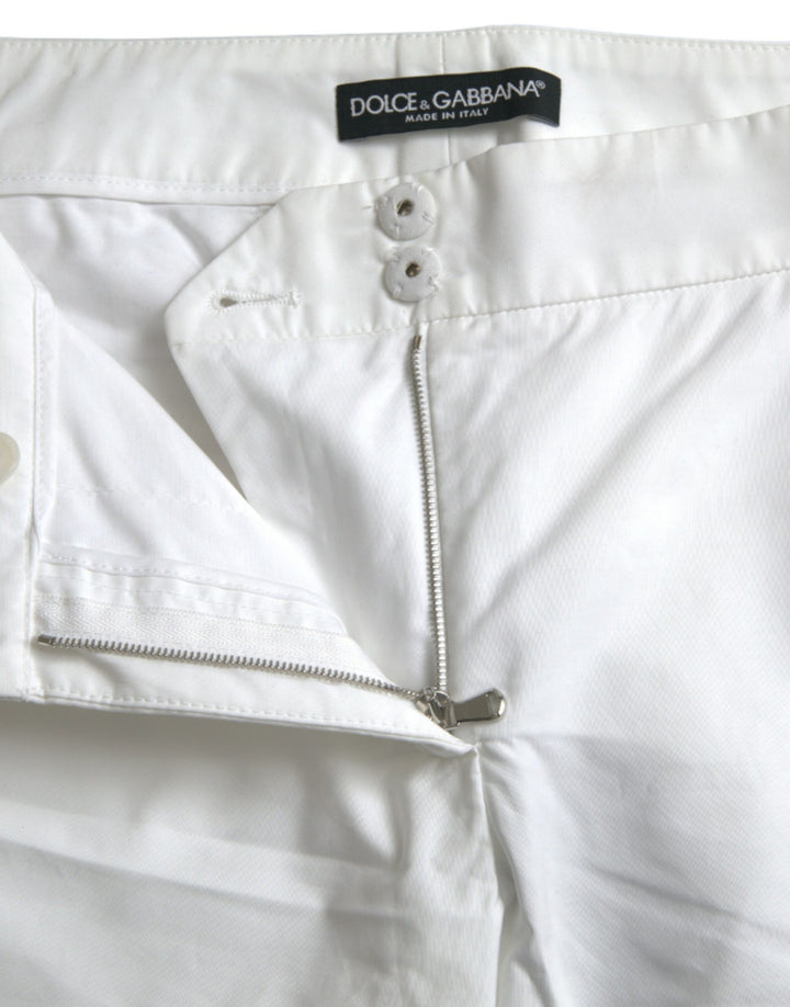 Weiße ausgeschnittene Hose aus Baumwolle mit mittlerer Taille
