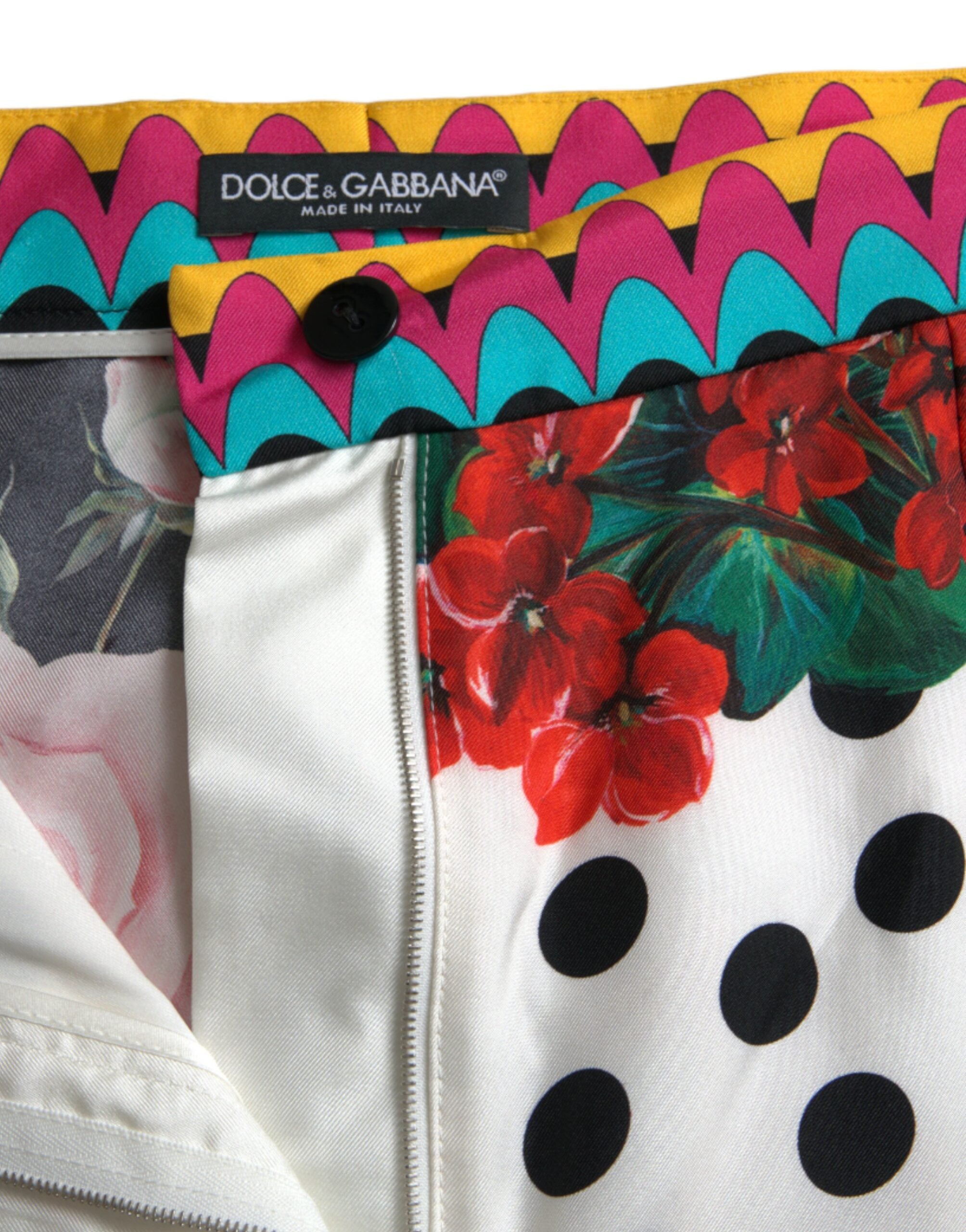 Multicolor silk hot pants with high waist