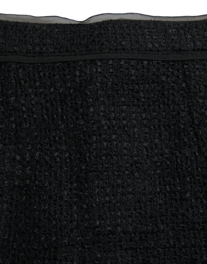Schwarzer Midirock aus Wolle mit hoher Taille und Bleistiftschnitt