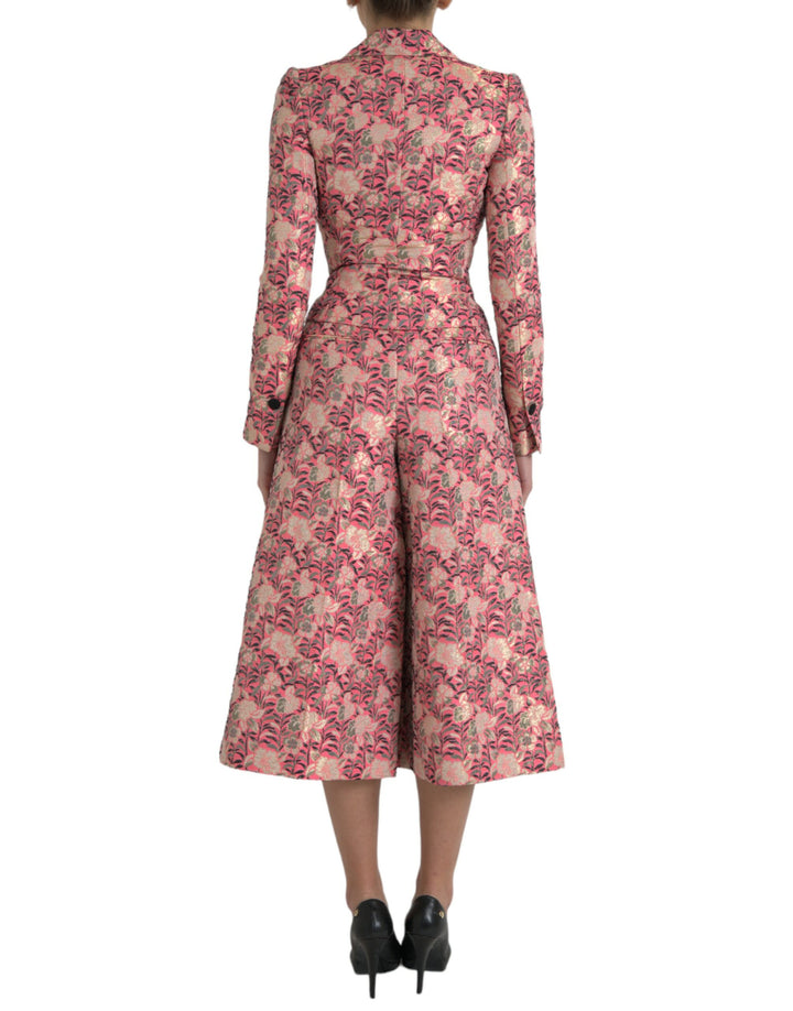 Rosa Floral Jacquard Slim Fit 2 Stück Anzug