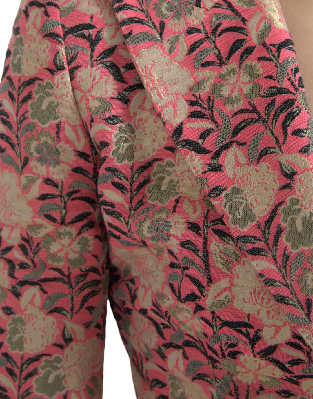 Rosa Floral Jacquard Slim Fit 2 Stück Anzug