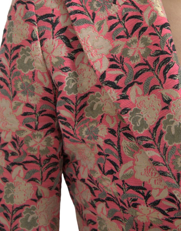 Rosa Floral Jacquard Slim Fit 2 Stück Anzug