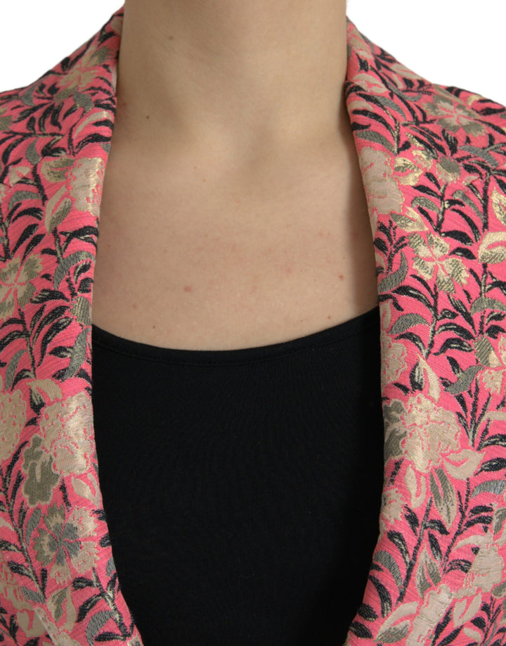 Rosa Floral Jacquard Slim Fit 2 Stück Anzug