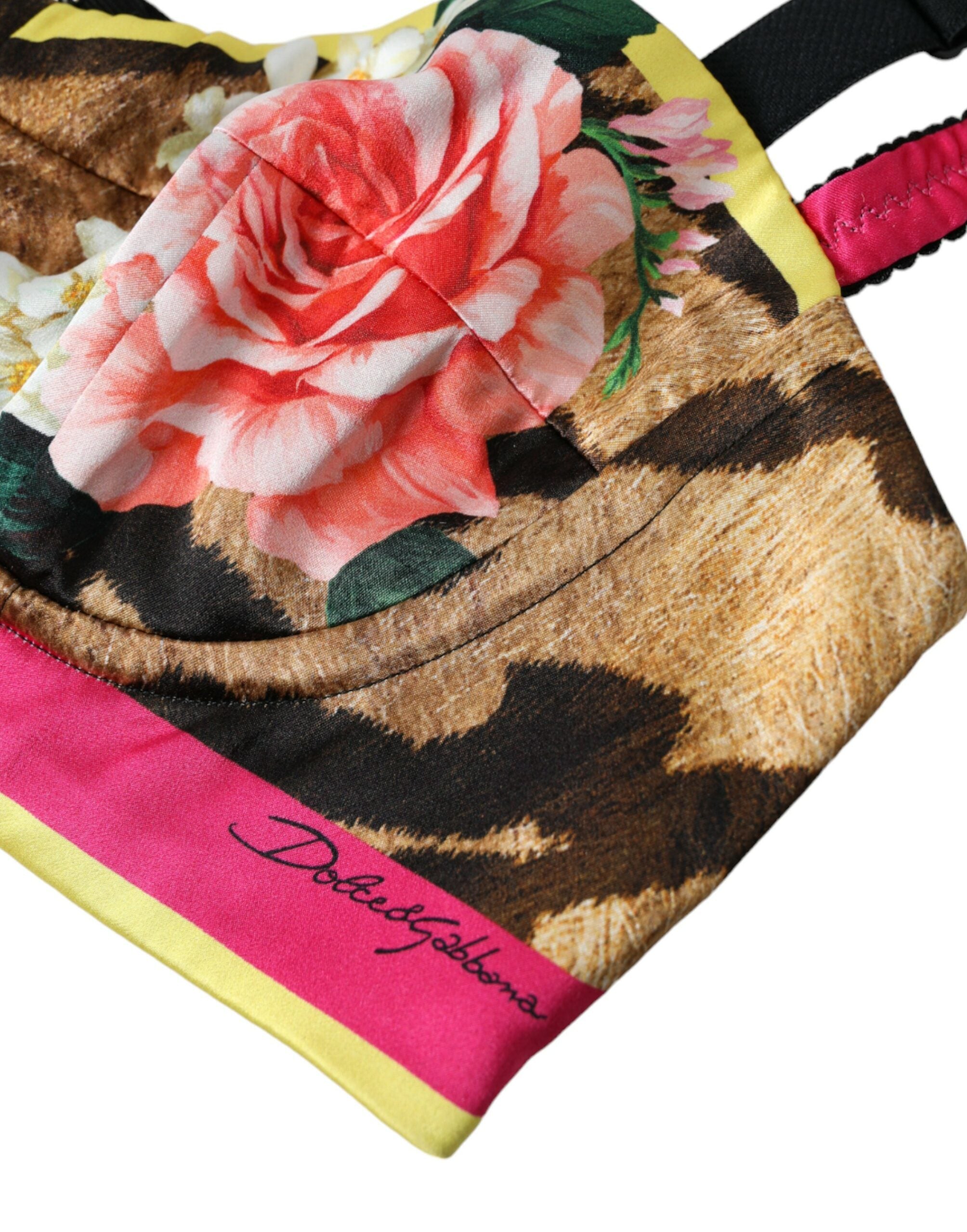 Floral silk blend bustier crop top