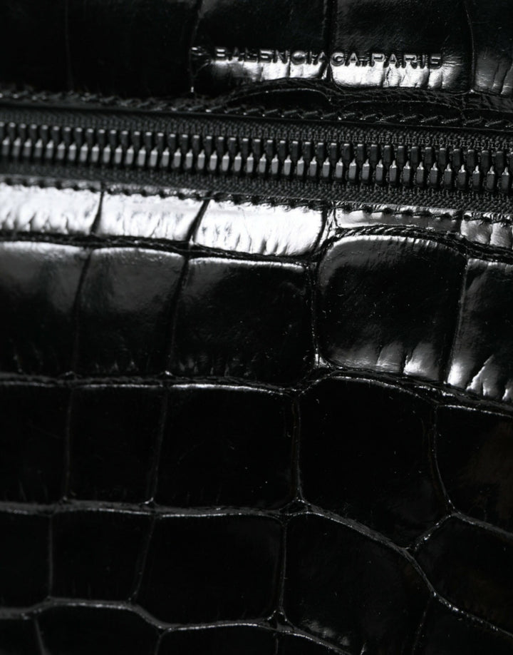 Schwarze Exotenleder Schulter Crossbody Kameratasche