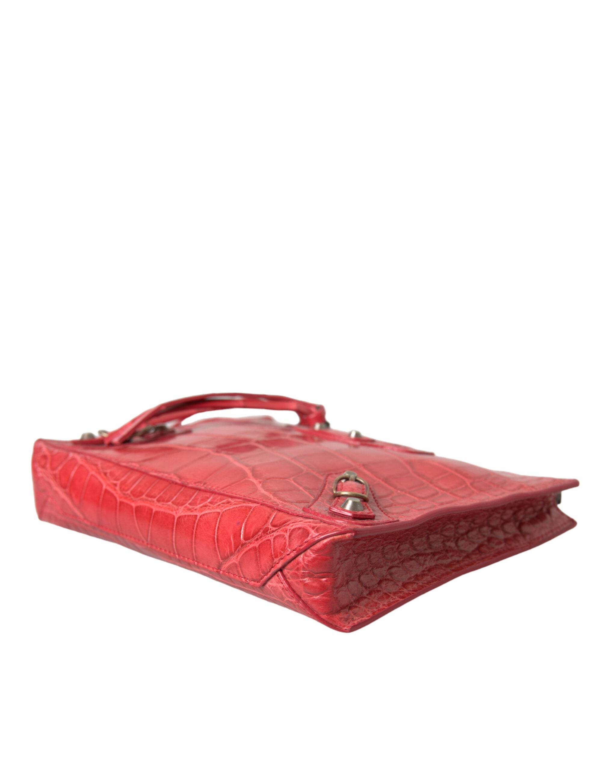Exotic red alligator leather clutch