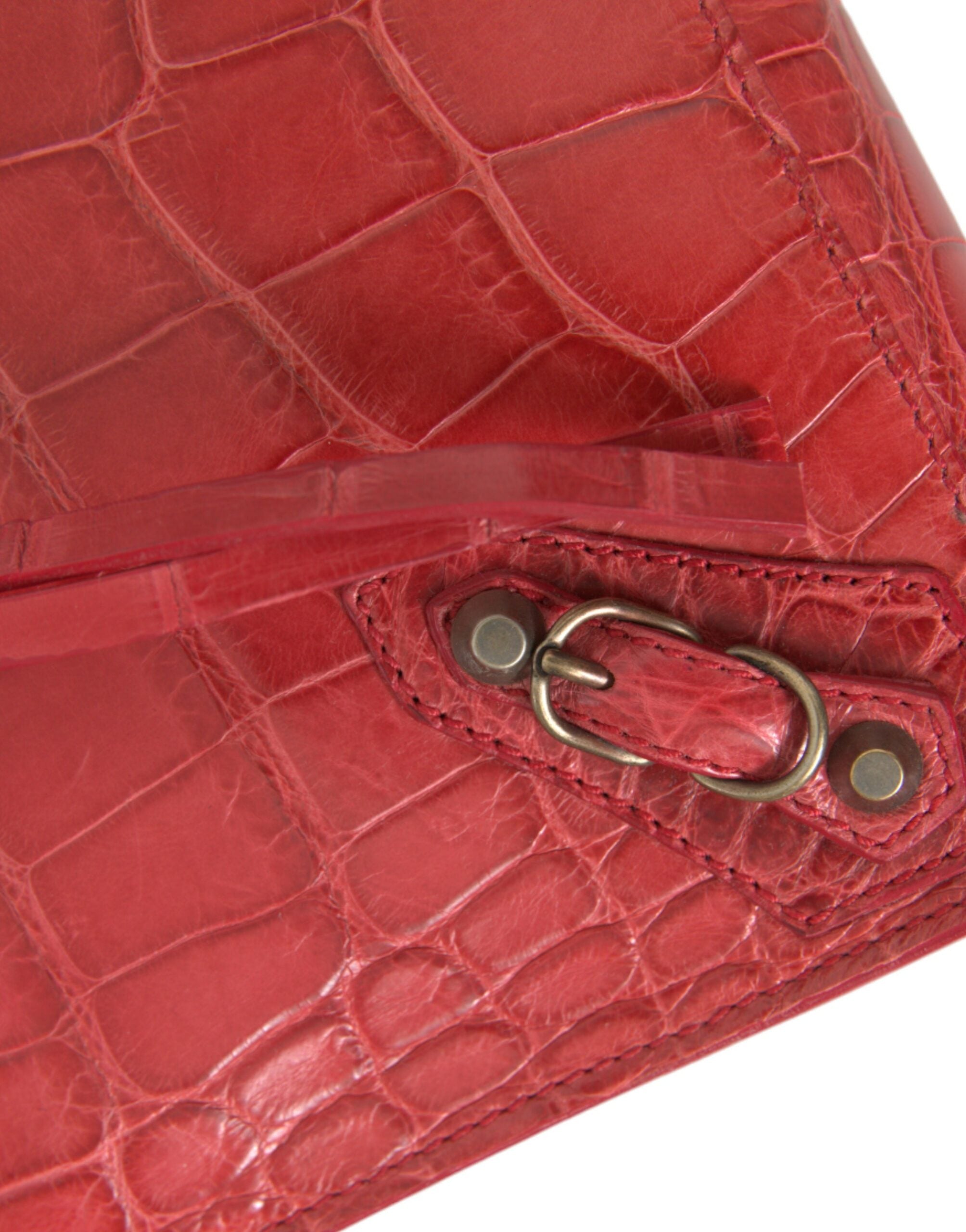Exotic red alligator leather clutch