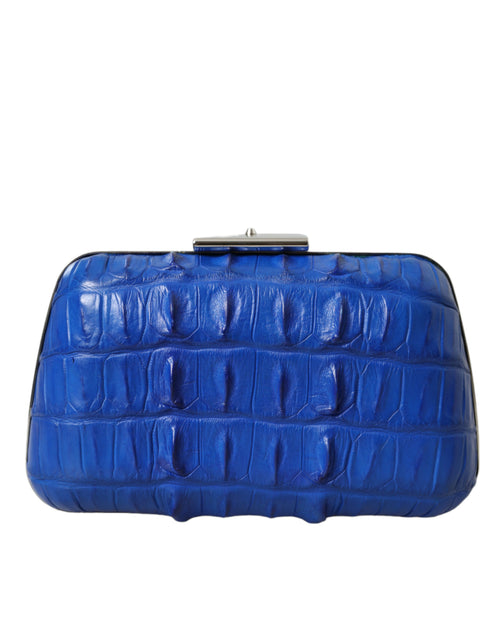 Electric Blue Crocodile Leather Clutch