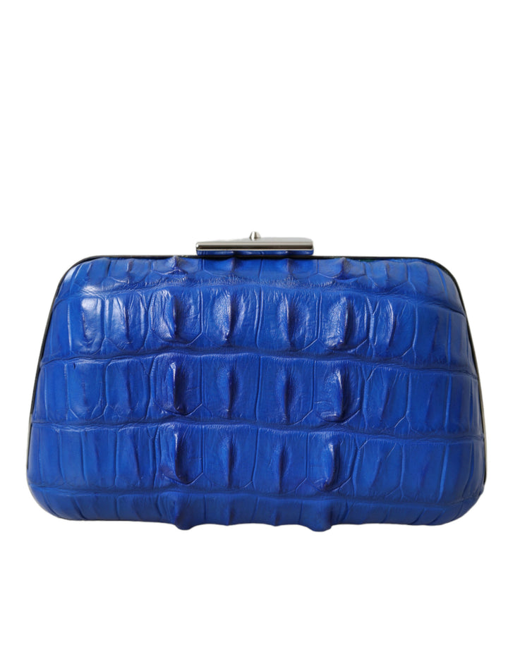 Electric Blue Krokodilleder Clutch