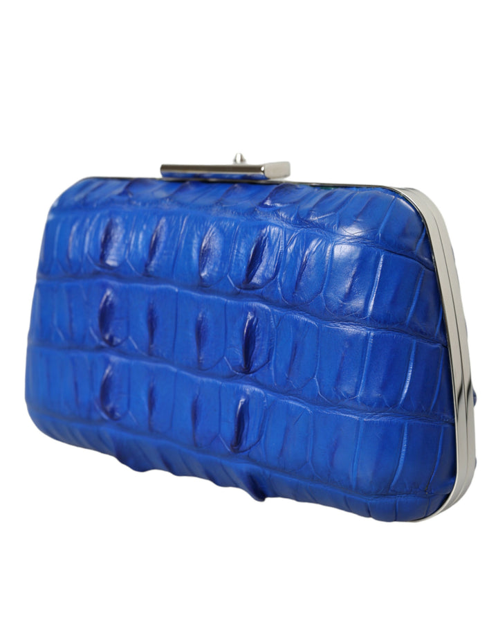 Electric Blue Krokodilleder Clutch