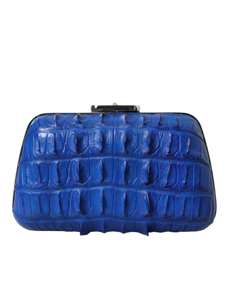 Electric Blue Krokodilleder Clutch