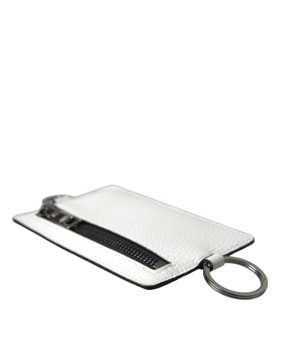White calfskin lanyard logo card holder wallet