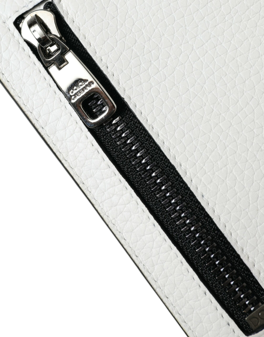 White calfskin lanyard logo card holder wallet