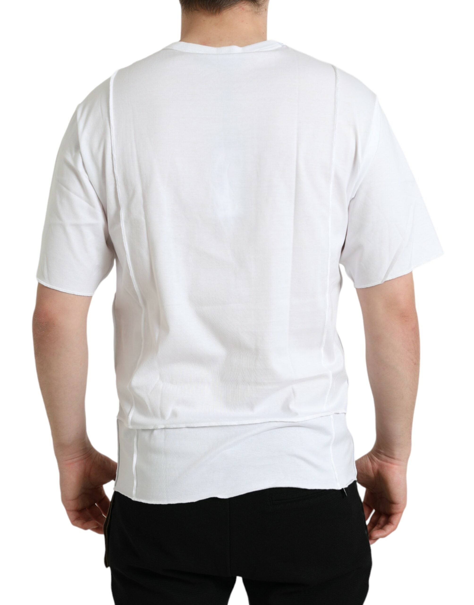 White logo T-shirt with round neck and short sleeves