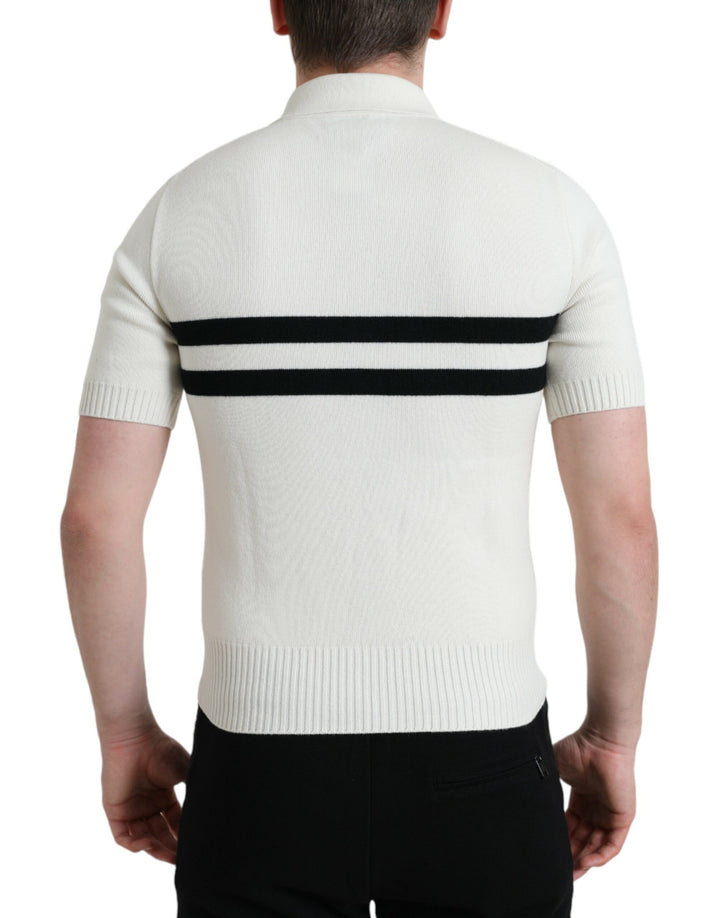 Weißes DG Logo Henley-Hemd mit Kragen T-Shirt