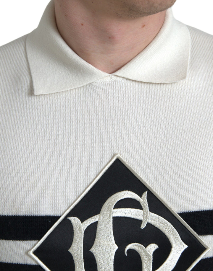 Weißes DG Logo Henley-Hemd mit Kragen T-Shirt