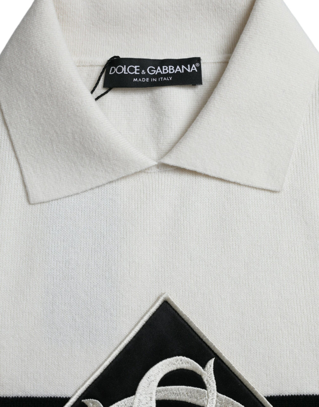 Weißes DG Logo Henley-Hemd mit Kragen T-Shirt