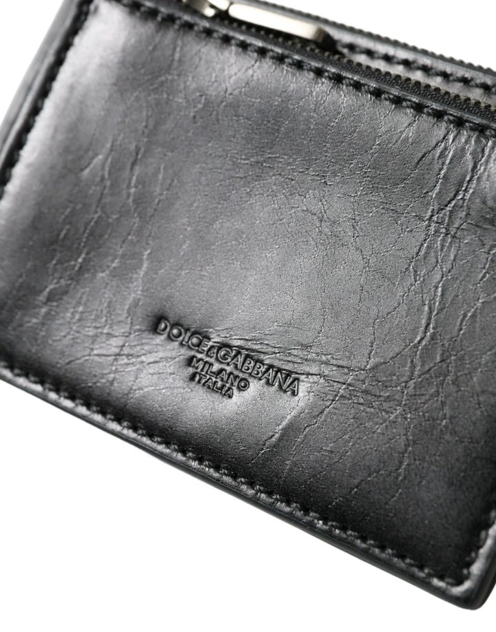 Schwarzes Leder Zip Logo Schlüsselanhänger Münzgeldbörse Schlüsselanhänger Geldbörse