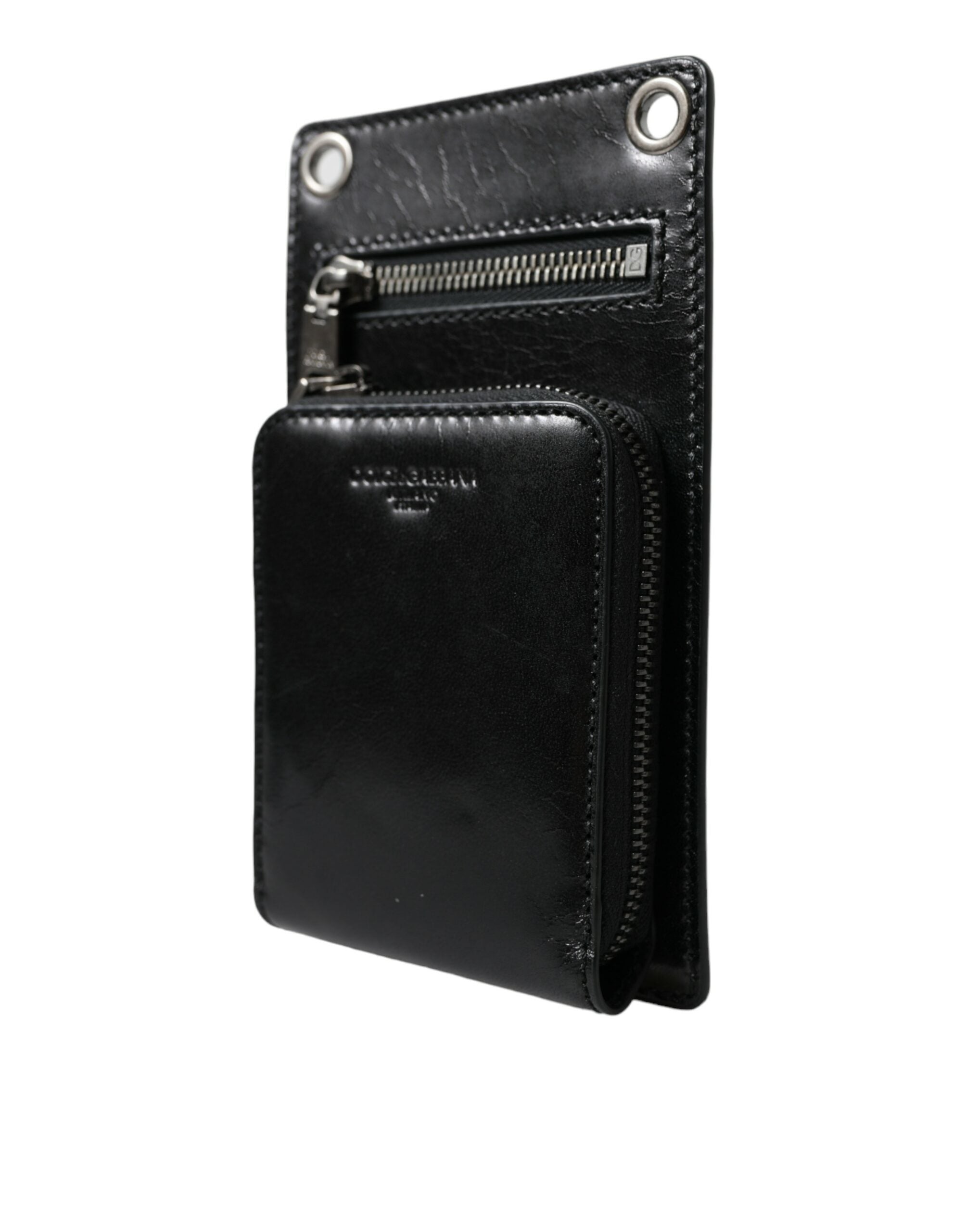 Brieftasche Schwarzes Pferd Leder Reißverschluss Logo Cross Body Telefonschlitz