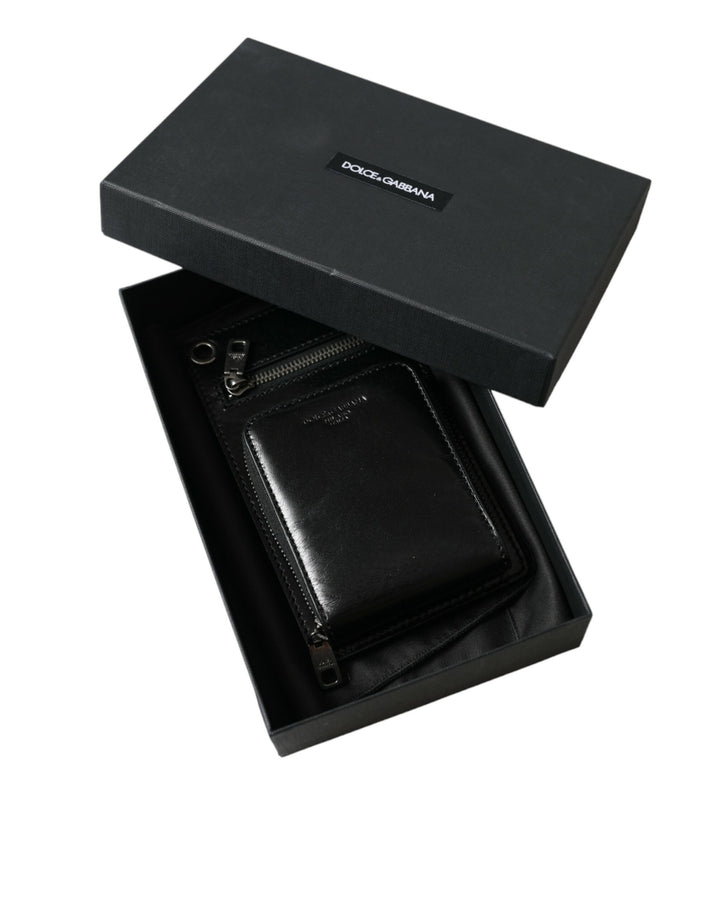Brieftasche Schwarzes Pferd Leder Reißverschluss Logo Cross Body Telefonschlitz