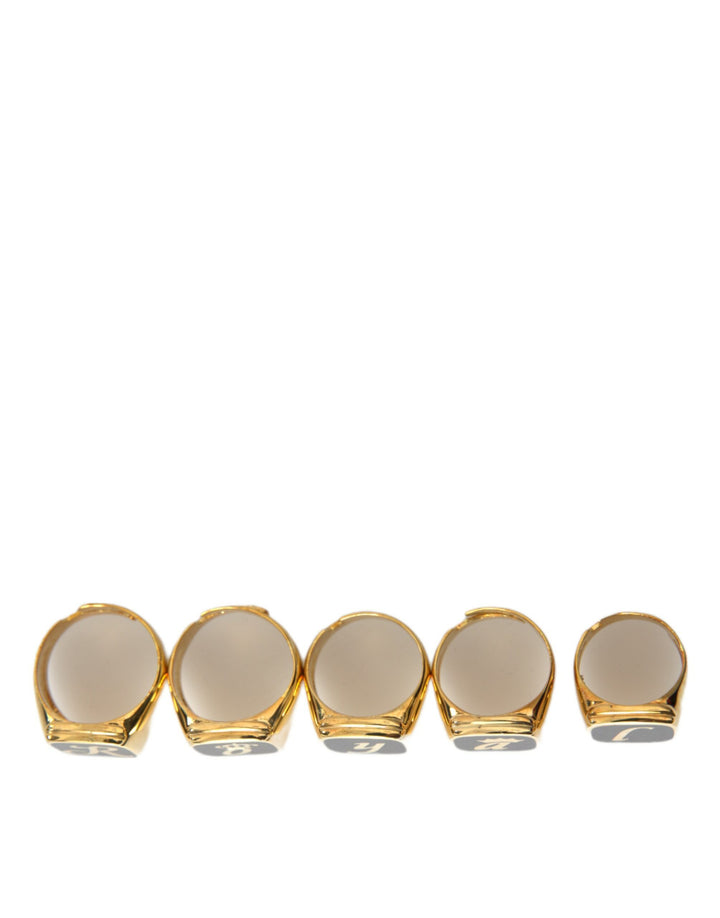 Dolce & Gabbana Gold Messing ROYAL Emaille Satz von 5 Ring