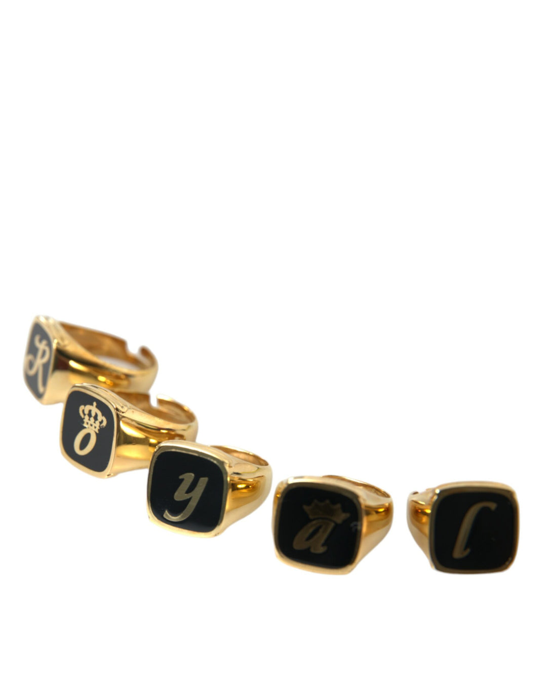 Dolce & Gabbana Gold Messing ROYAL Emaille Satz von 5 Ring