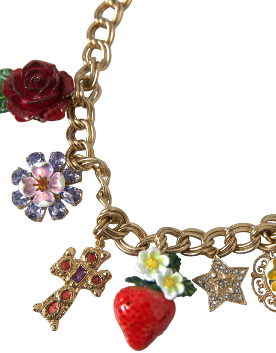 Dolce & Gabbana Goldkette Rose Kreuz Strawberry Star Anhänger Halskette