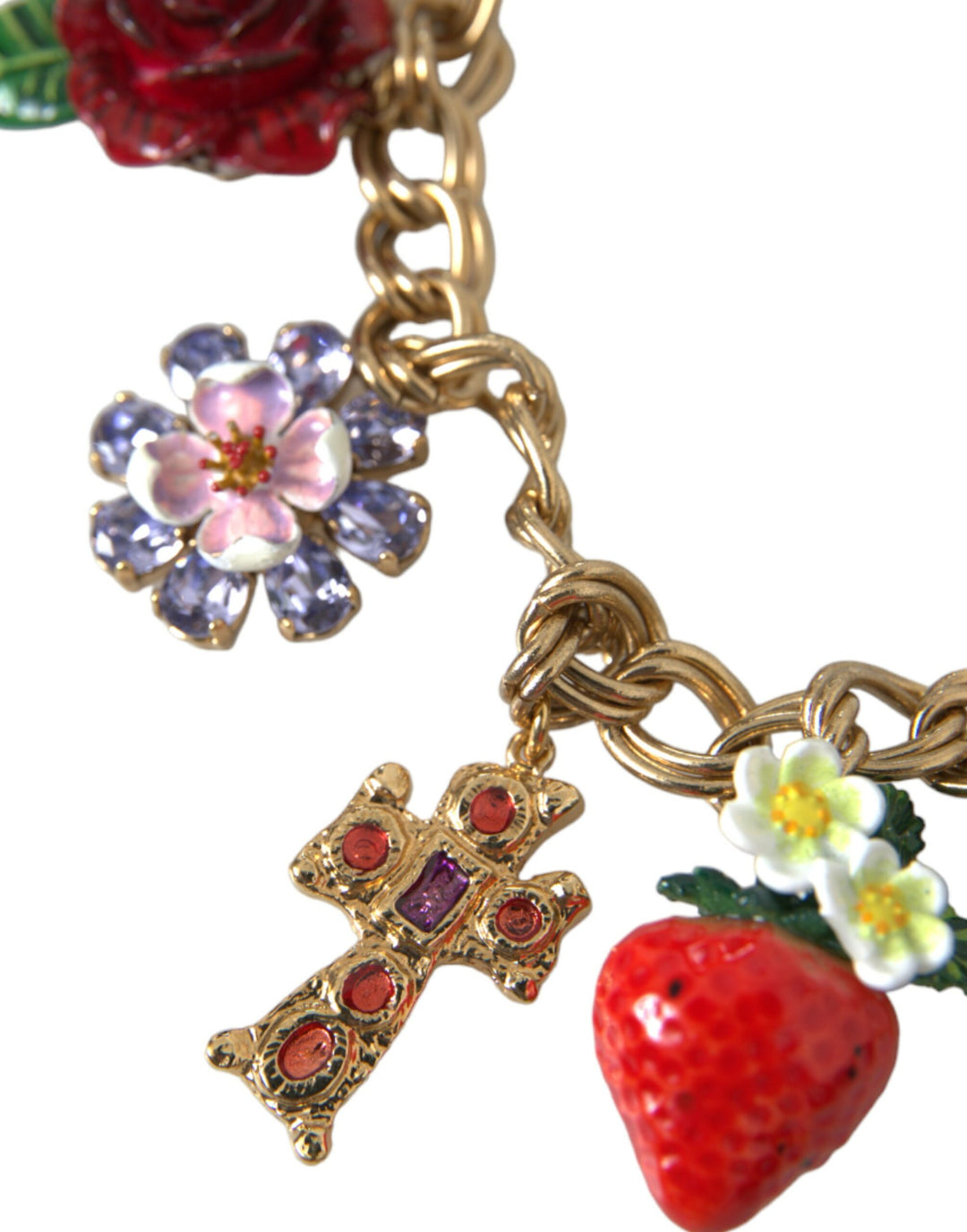 Dolce & Gabbana Goldkette Rose Kreuz Strawberry Star Anhänger Halskette