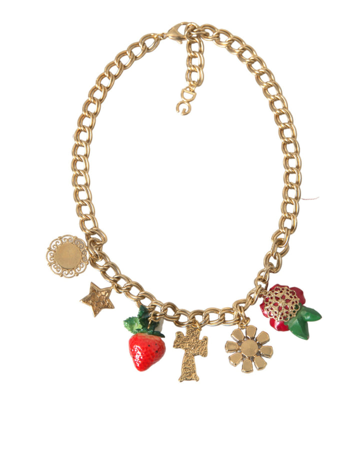 Dolce & Gabbana Goldkette Rose Kreuz Strawberry Star Anhänger Halskette