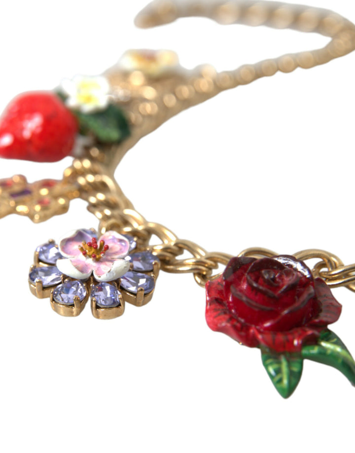 Dolce & Gabbana Goldkette Rose Kreuz Strawberry Star Anhänger Halskette