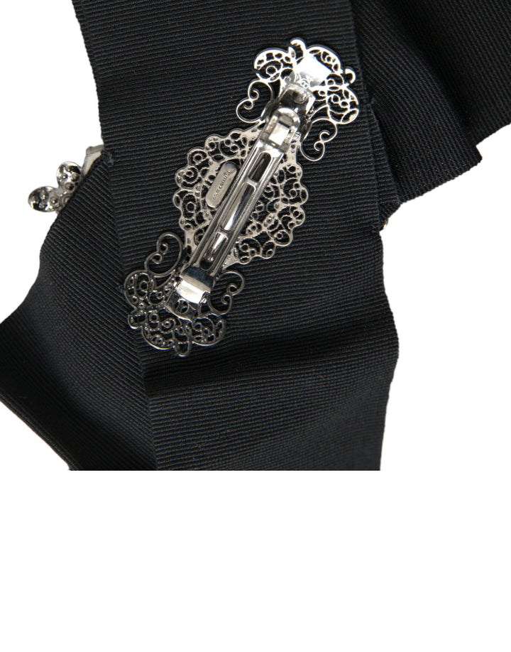 Black Swarovski crystal embellishes hair clip