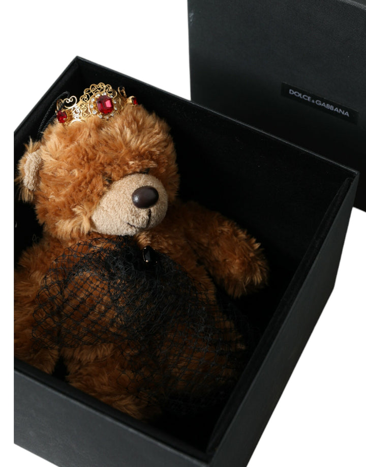 Dolce & Gabbana Brauner Teddybär Gold Kristallkrone Haarband Diadem