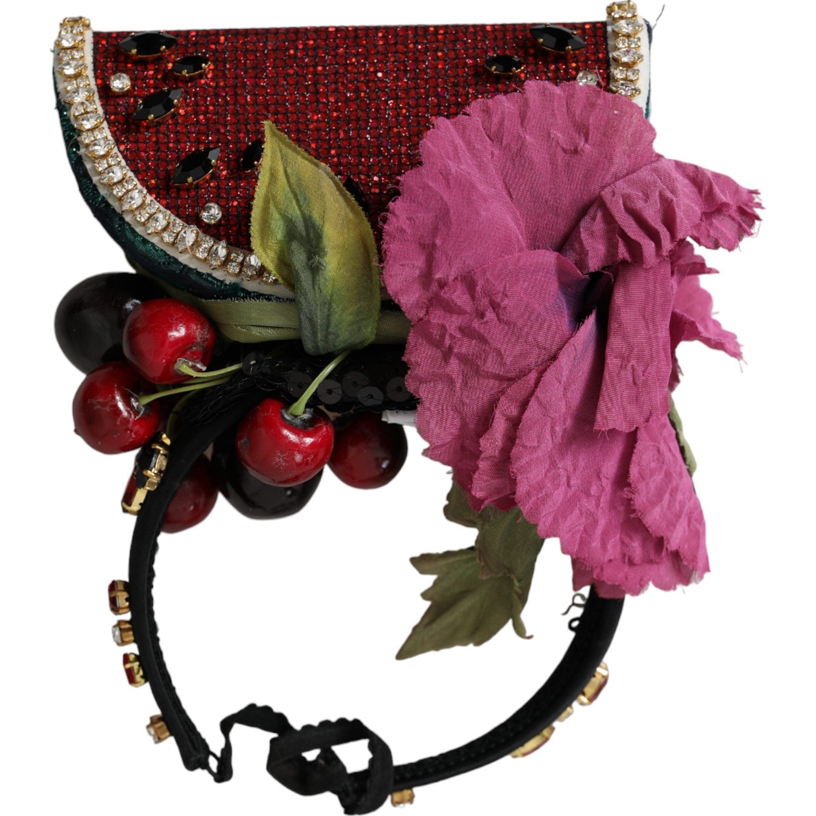Rote Wassermelone Kirsche Kristall Haarband Statement Diadem