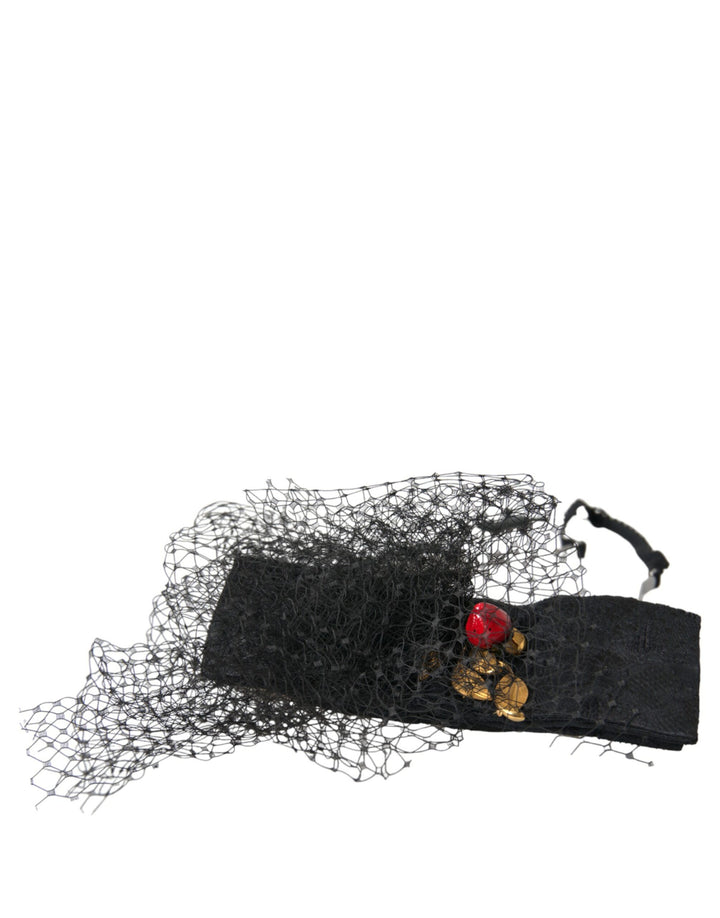 Black Strawberry Sicily Crystal Mesh Net Headband Tiara