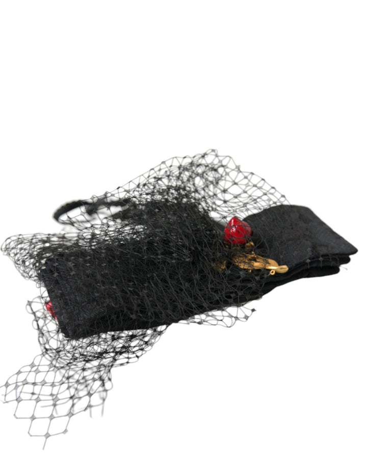 Black Strawberry Sicily Crystal Mesh Net Headband Tiara