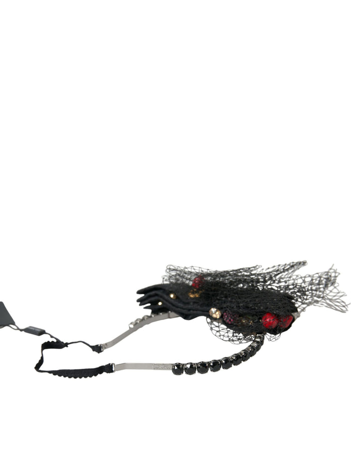 Black Strawberry Sicily Crystal Mesh Net Headband Tiara