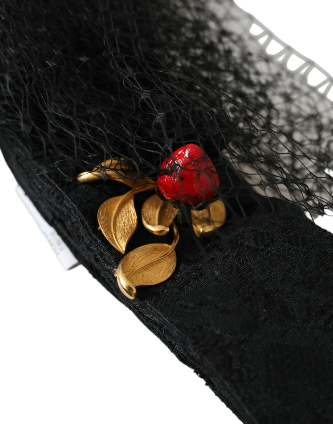 Black Strawberry Sicily Crystal Mesh Net Headband Tiara