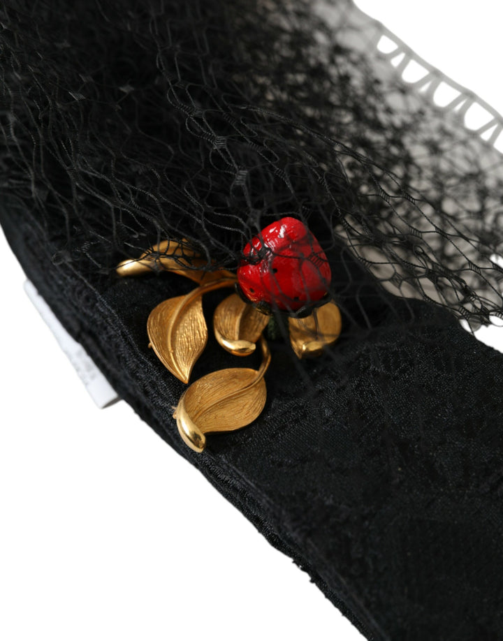 Black Strawberry Sicily Crystal Mesh Net Headband Tiara