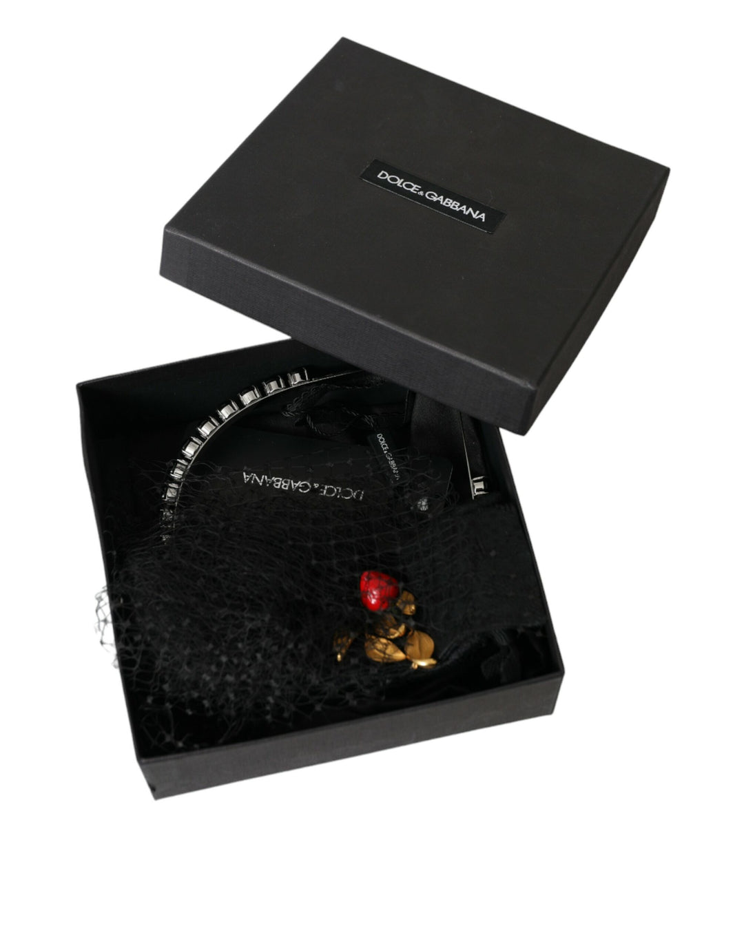 Black Strawberry Sicily Crystal Mesh Net Headband Tiara