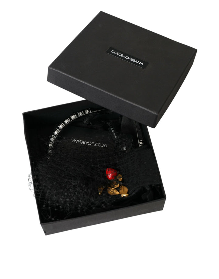 Black Strawberry Sicily Crystal Mesh Net Headband Tiara