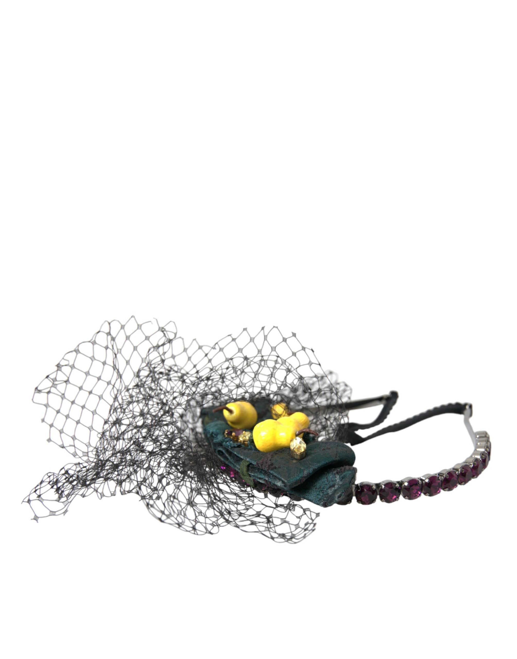 Schwarze Zitronen Sizilien Lila Kristallnetz Stirnband Diadem