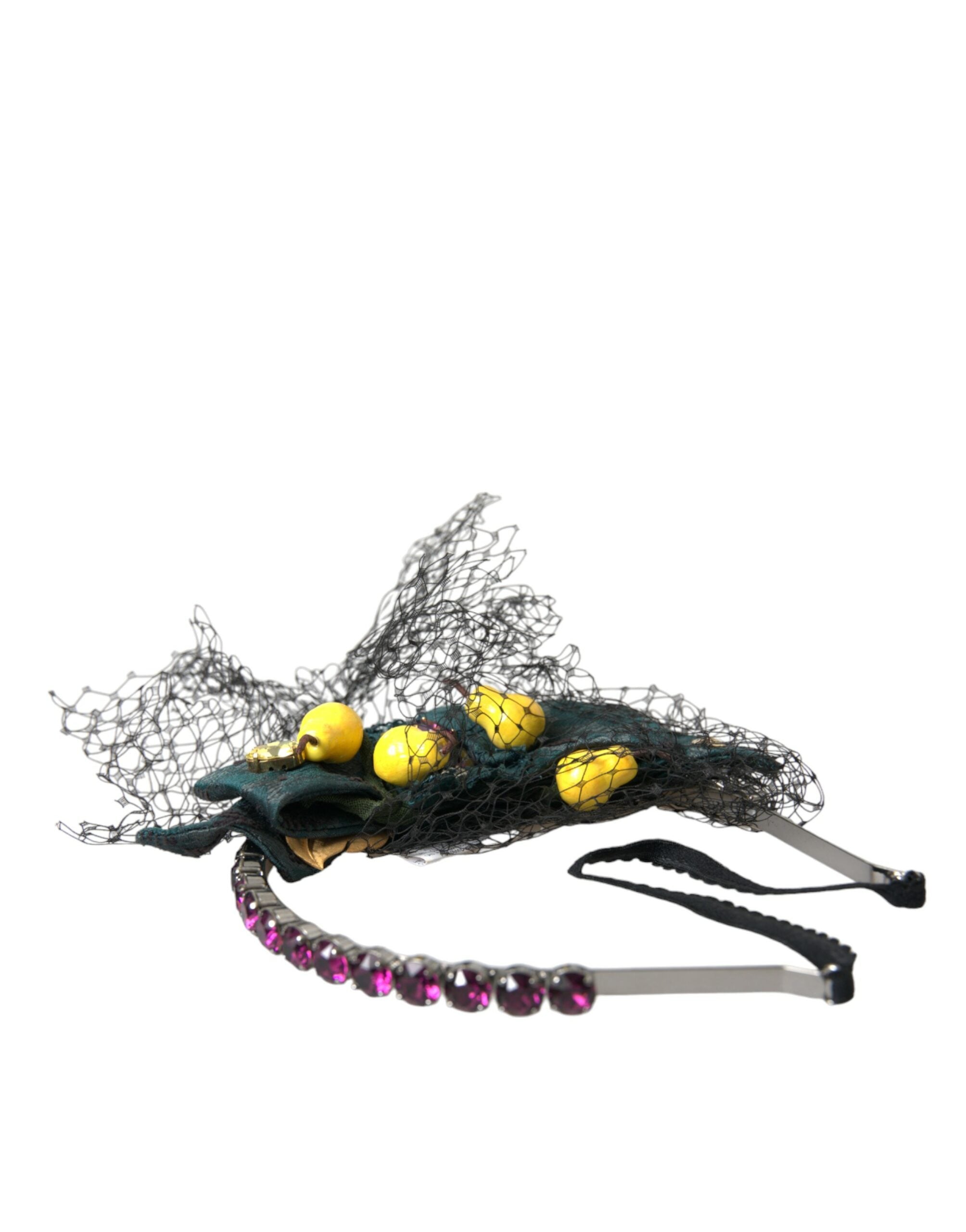 Schwarze Zitronen Sizilien Lila Kristallnetz Stirnband Diadem