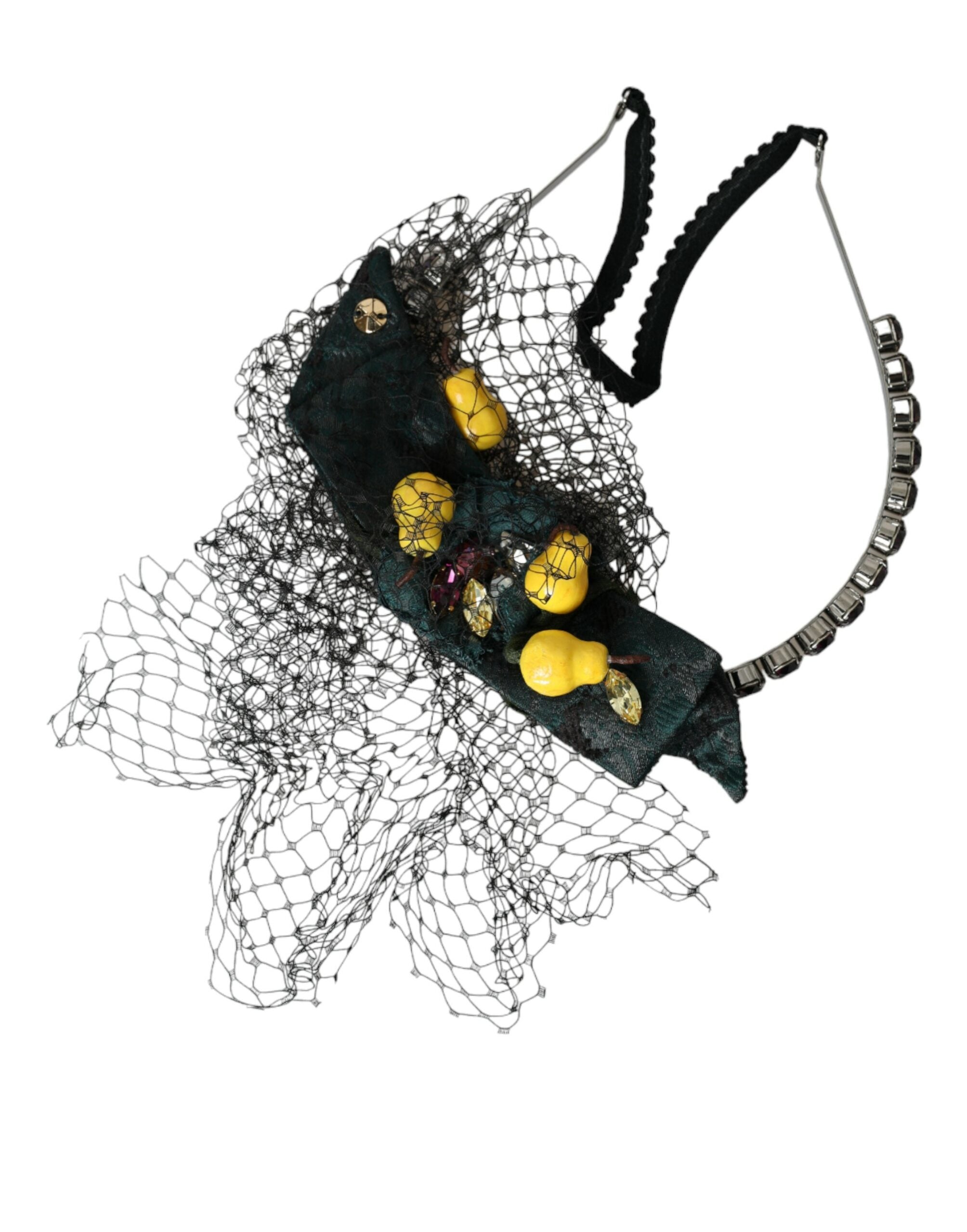 Schwarze Zitronen Sizilien Lila Kristallnetz Stirnband Diadem