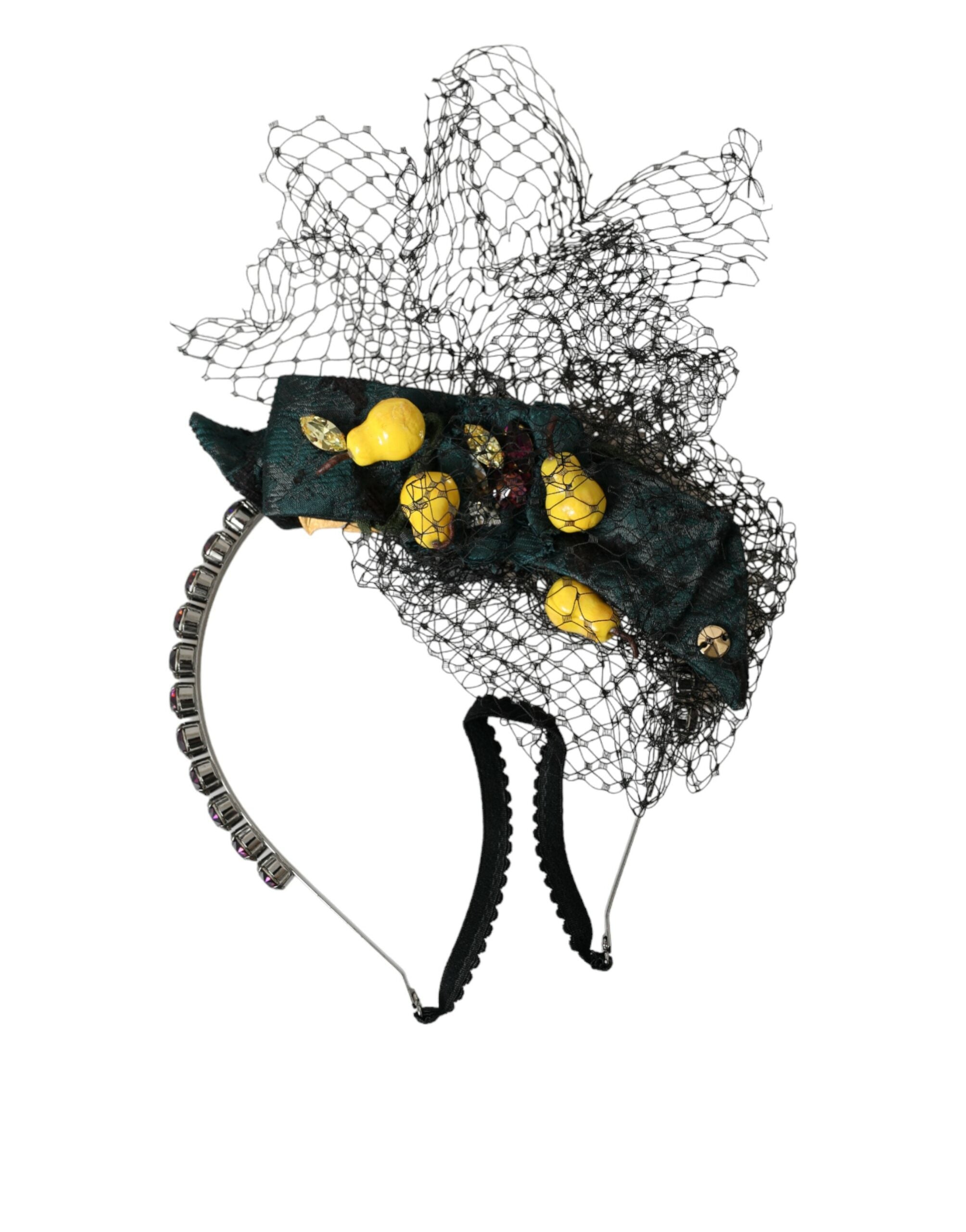 Schwarze Zitronen Sizilien Lila Kristallnetz Stirnband Diadem