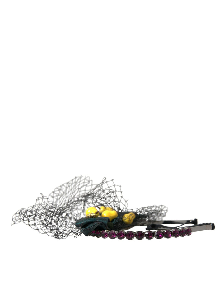 Black Lemons Sicily Purple Crystal Net Headband Tiara